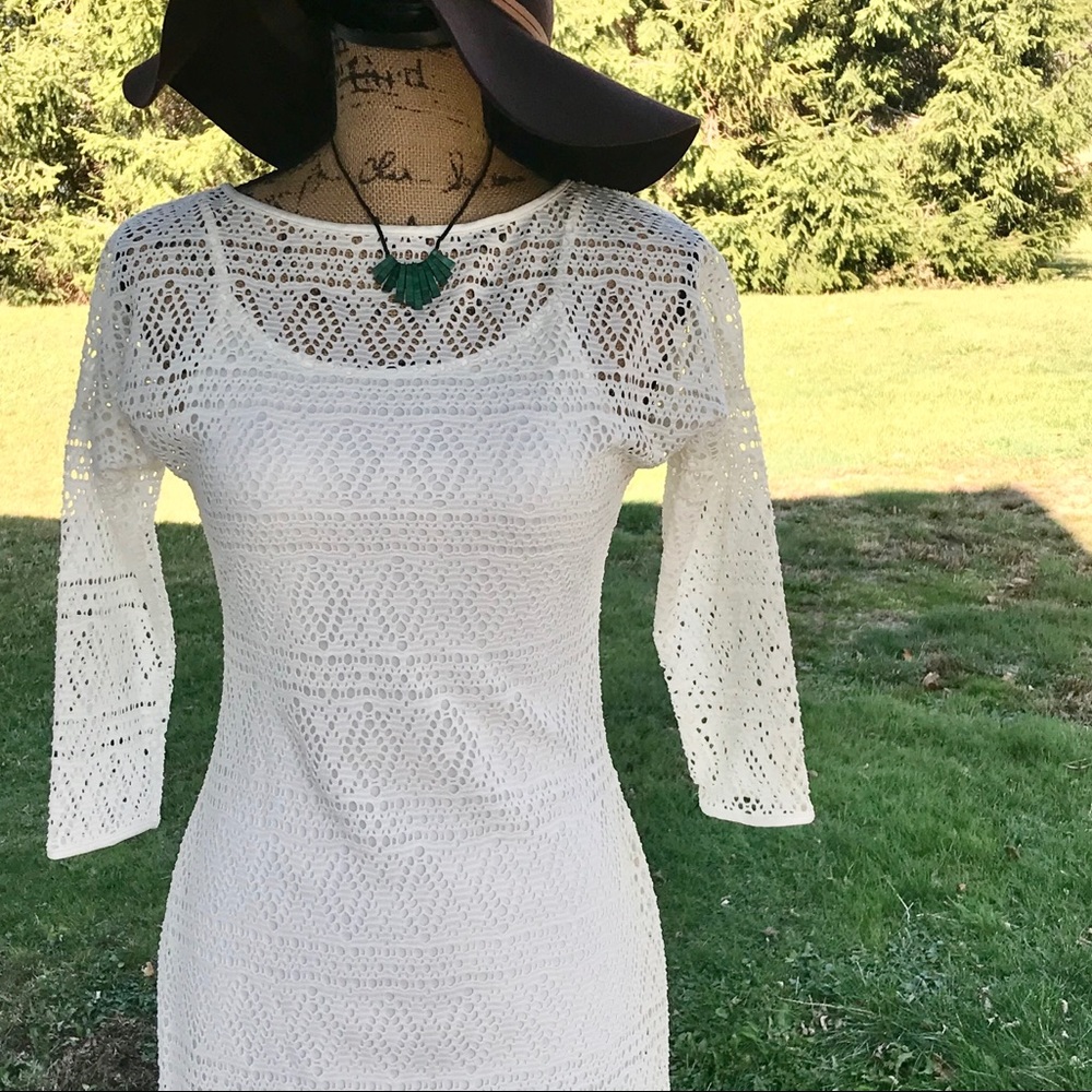 {express} white crochet dress
